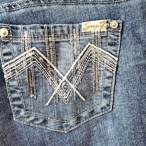 Y2K VTG Seven7 Women Slim Straight Leg Jeans 10 Sequin Cowgirl Country Western